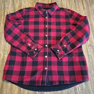 Orvis Fleece Lined Snap Button Buffalo Check Red Black Jacket Women’s Size L